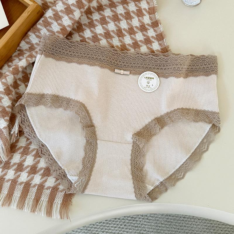10A Antibacterial Lace Mid-Waist Women's Briefs: Pure Cotton, Skin-Friendly, Breathable, Comfortable for Young Girls