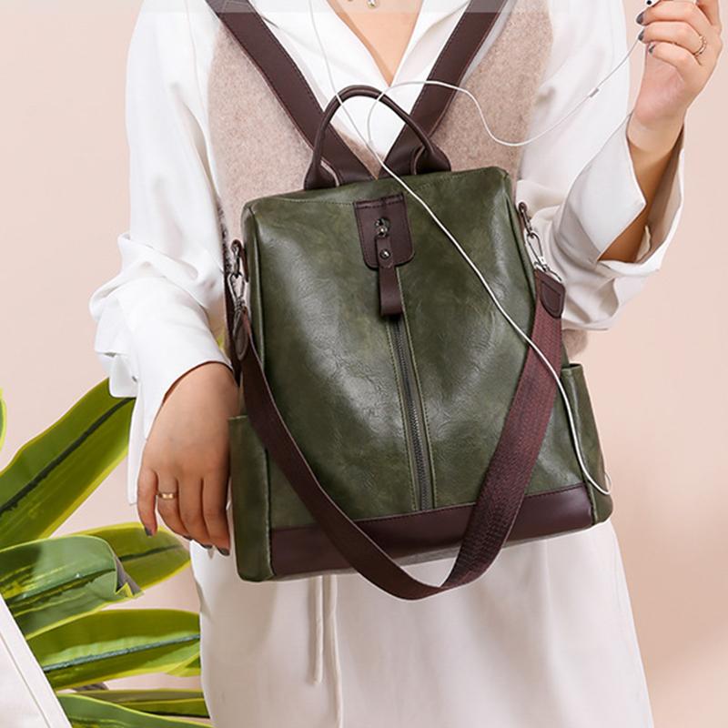 Female Backpack  Feminina Multifunction Girls Leather School Brand Women Shoulder Bag