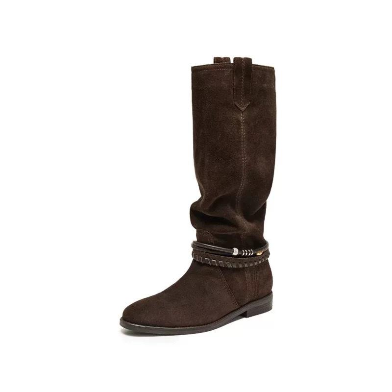 

Cowhide version~ retro pastoral western cowboy boots women s new thin fashion boots versatile desert boots medium boots 40