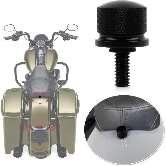 

PSLER Fender Mounting Aluminum Seat Bolt Screw Cover Knob Kit for Touring Sportster Road King Electra Street Glide 1996-2024, Black