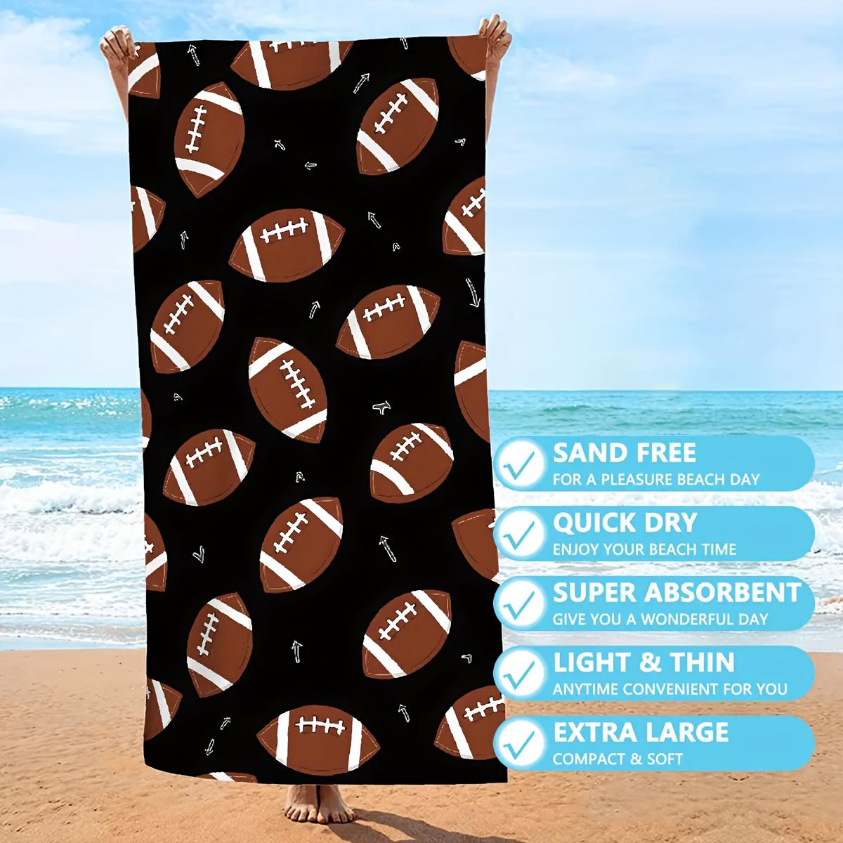 

Football Print Beach Towel Sand-Free Quick-Dry Microfiber Towel for Sports Fans Super Absorbent Lightweight Extra Large Towel W40*H60(CM)