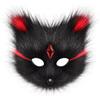 Plush Half-Face Fox Mask Halloween Costume Party Adult Cosplay Accessory Black White Red Blue Variant