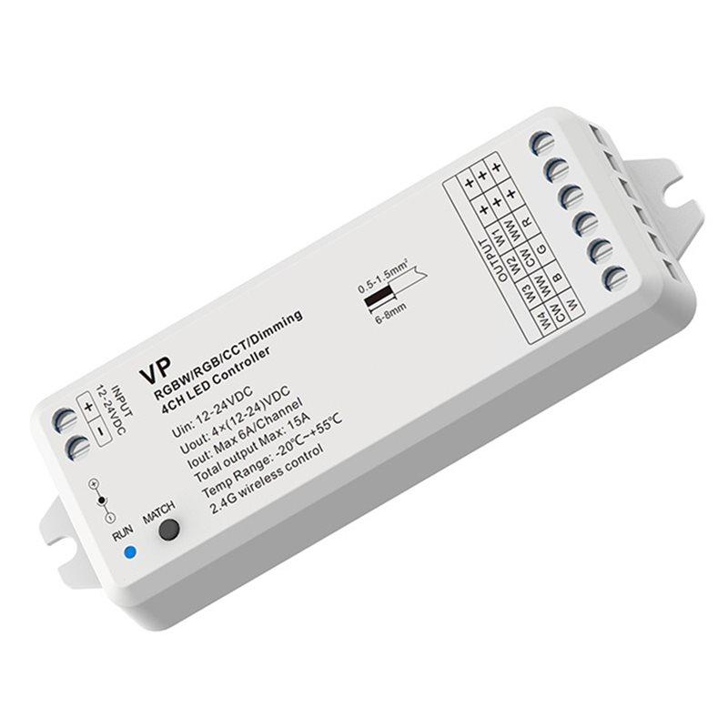 SHGO-Standalone Dimmer Kit 4CH For RGBW/RGB/CCT LED Strips Featuring 2.4G Remote Control