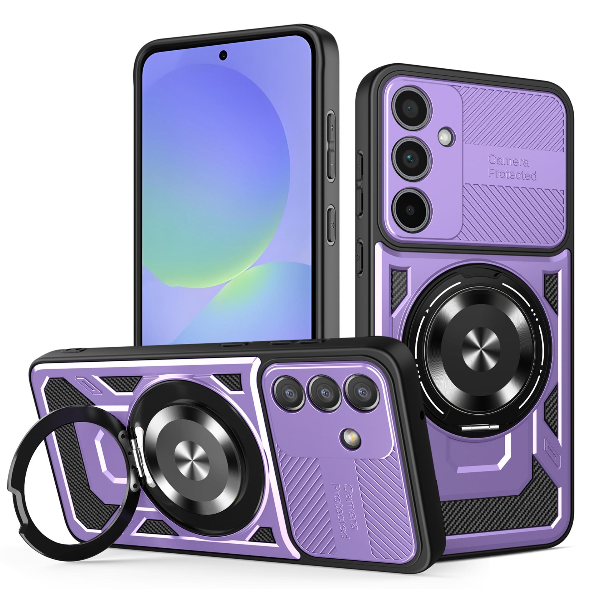 

For Samsung Galaxy A36 5G Magnetic Case Rotating Kickstand TPU+PC Phone Cover Purple