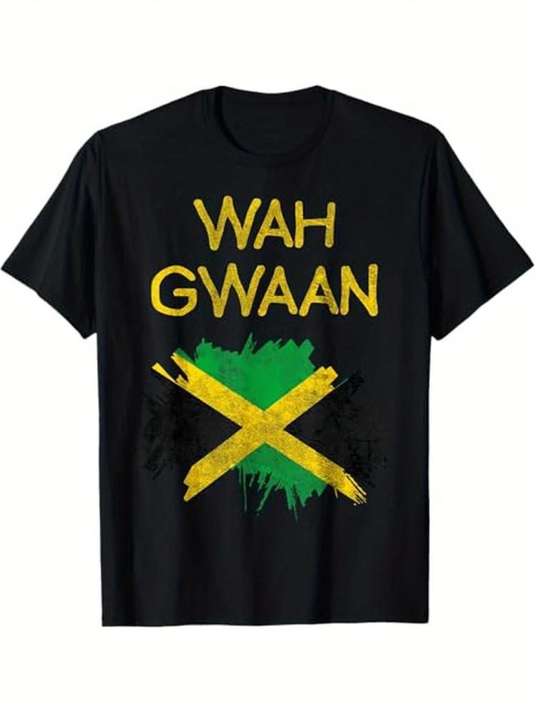 

[Lightweight] Wah Gwaan Jamaica Flag-Inspired T-Shirt - 100% Cotton, Reggae Prid S