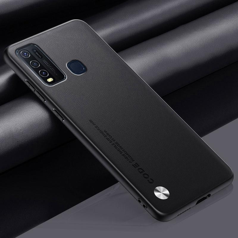 

Розкішний чохол з PU шкіри для Vivo Y30 Y50 Задня кришка Матовий силіконовий чохол з ТПУ Протиударний захист Чохол для телефону для Vivo 1938 1935 Coque For Vivo 1935 чорний