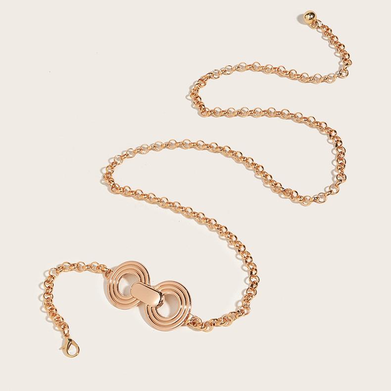 Square Circular Double Metal Chain Belt With Skirt And Dress Decorative Waist
