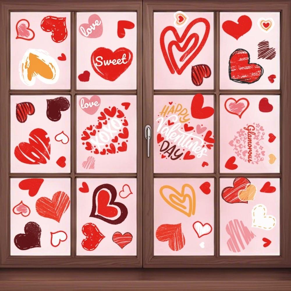 Bow Flower Rose Glass Electrostatic Film PVC Love Heart Window Decals Glass Mirror