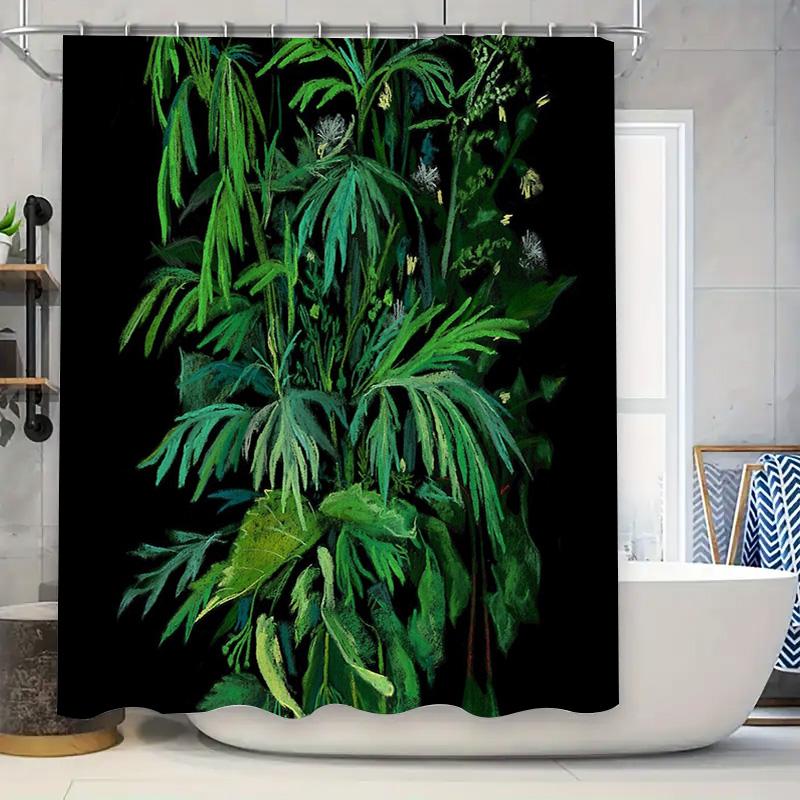 Home&Kitchen Accessories Light Botanical Shower Curtain Tropical Leaves Greenery Forest Nature Bathroom Decor Set Waterproof Vintage Farmhouse Wall Art