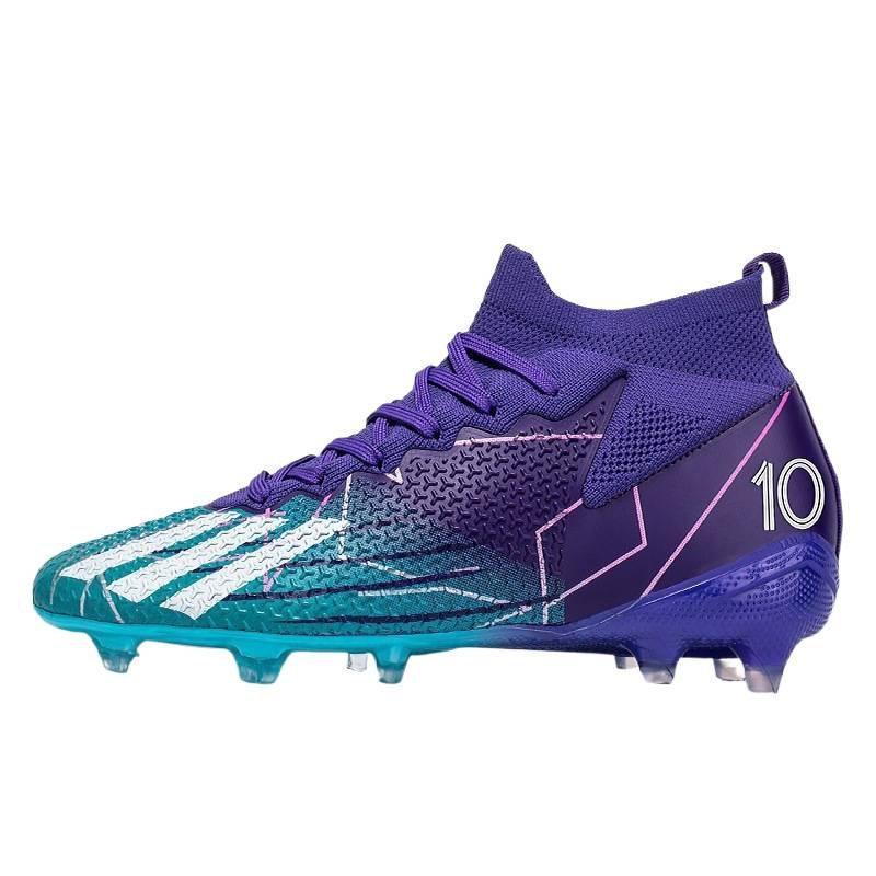 A pair of shipped X10 fly-woven football shoes men's high-top long nails TF broken nails grass training shoes