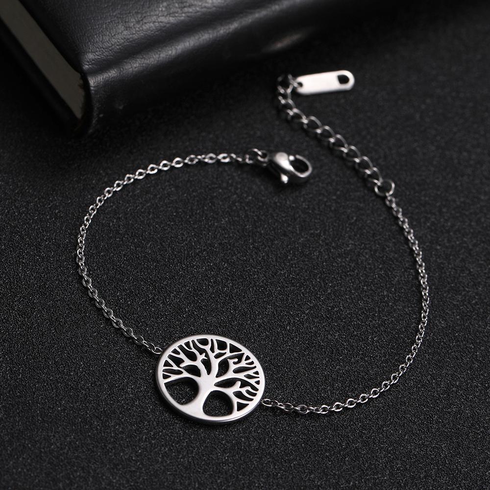 Dawapara Tree of Life Bracelet for Women Positive Energy Growth and Strength Amulet Stainless Steel Minimalist Couple Jewelry