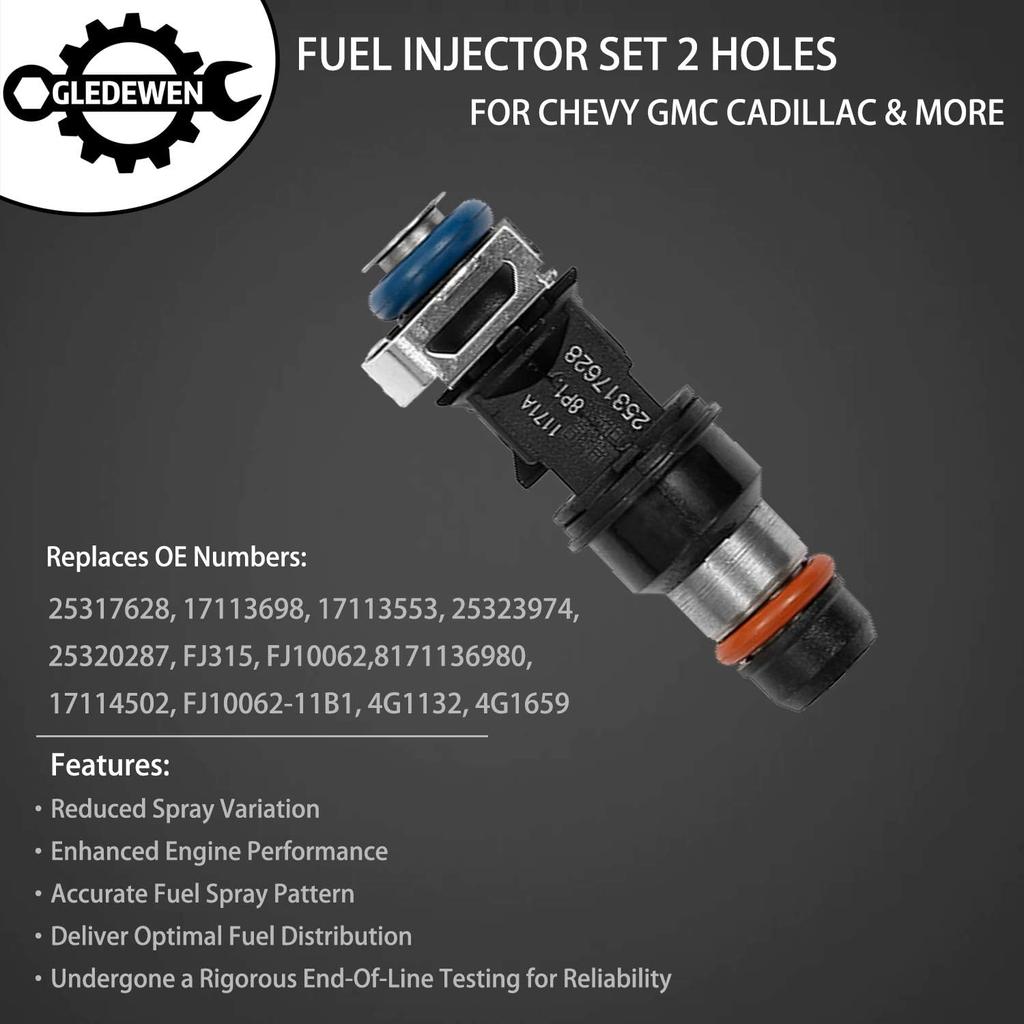 Fuel Injector 2 Holes 8Pcs | 4.8L 5.3L 6.0L Engine | For 2001-2007 Chevy Silverado Suburban Tahoe GMC Sierra Yukon Cadillac Escalade & More |