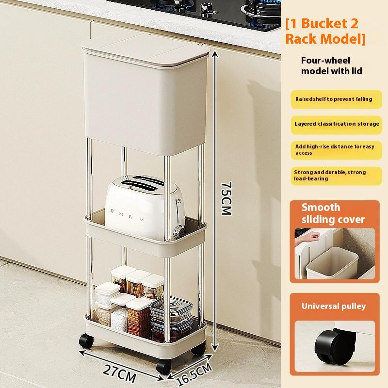 White Concise Design Durability Plastic Waste Container with Look Feet Wheel Perfect Household Cleanliness Various Indoor Space