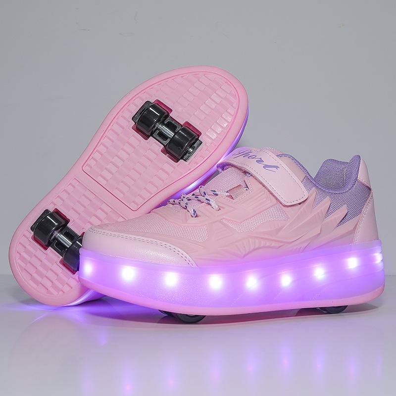 Summer New Children's Runaway Shoes Men and Women Children with Wheels Shoes Four Roller Skates