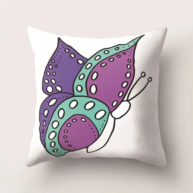 European Color Butterfly Print Sofa Cushion Cover Pillowcase Home Party Car Bedding