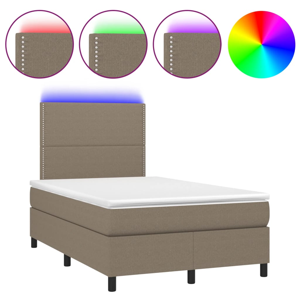 Vidaxl Letto Continentale Con Materasso, Taupe, 120X190 Cm, Tessuto