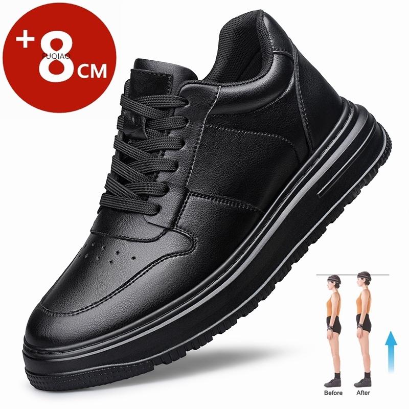 

Fashion Plus Size 47 Fashion Leather Elevator Sneakers Men Comfortable Breathable Casual Shoes Height Increase Insole 8cm Lift Men Shoes 37 чёрный