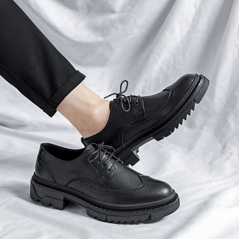 FashionBrand Men Shoes Formal Dress Shoe Black Leather Shoes Men Lace Up Platform Business Casual Shoes for Men Wedding Party Office
