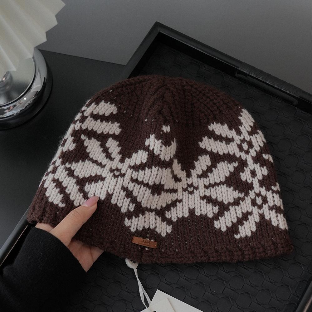 Retro Knitted Jacquard Literary Style Ear Protection Face Small Fashionable Warm Ethnic Style Woolen Hat