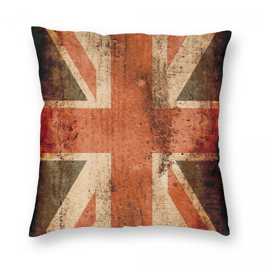 Distressed Union Jack UK Flag Square Pillowcase Polyester Linen Velvet Pattern Zip Decorative Pillow Case Home Cushion Cover