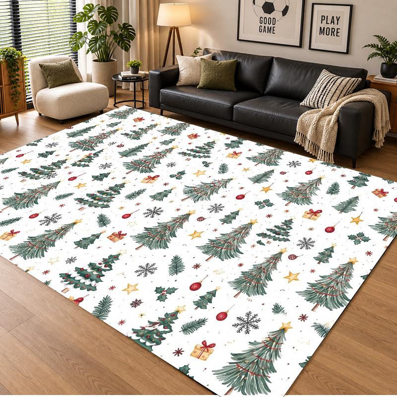 Christmas Theme Floor Carpet, Soft Area Rug, Xmas Indoor Home Holiday Decoration