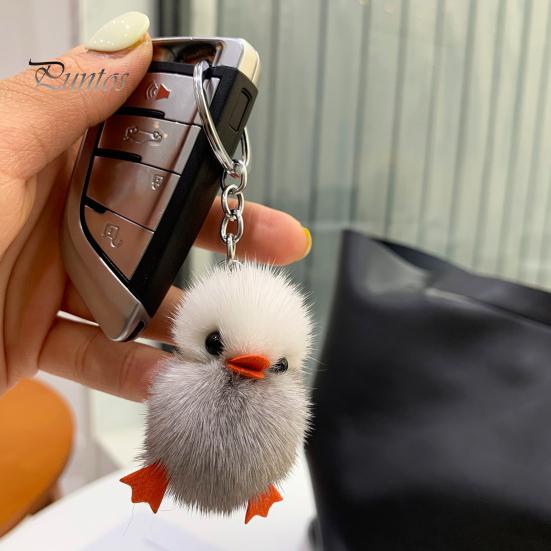 Porte-clés Décoratif Renard En Fausse Fourrure Blanche - Accessoire Pour Sac Ou Téléphone