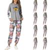 Women's Casual Sweatshirt and Jogger Set with Halloween Print, Round Neck, Loose Fit, Chest Pocket