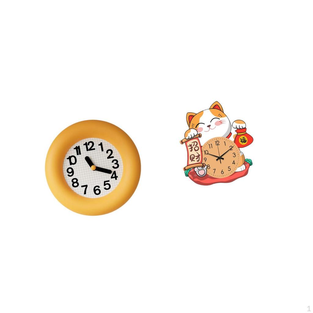 Silent Contemporary Analog Cat Wall Clock for Kitchen Dining Room Bedroom Office Kids Children Home