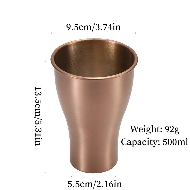 304 Stainless Steel Double-Wall Breakfast Mug Korean-Style Beer Mug Coffee Cup 500 Ml Restaurant Gold-Tone Beverage Tea Cup