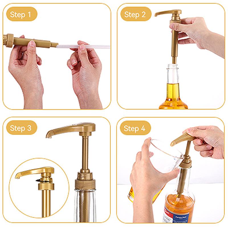6Pcs Coffee Syrup Pump 10CC No Drip Pressed Shower Gel Liquid Pump Dispenser 750ml Juice Bottle Dispenser Pump Kitchen Gadget