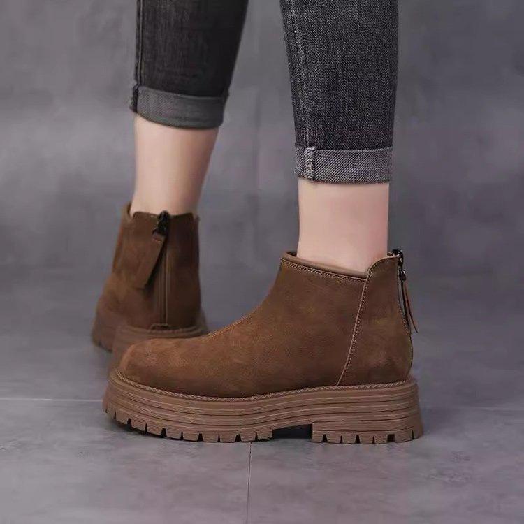 Height-increasing Snow Boots Cotton Shoes Autumn and Winter New British Style Retro Velvet Warm Short Boots Martin Boots