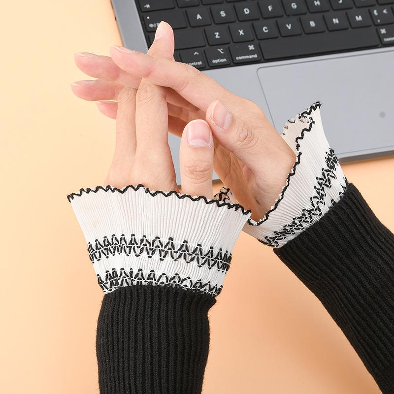 Girls Shirt Extender Fake Sleeved Cuffs for Womens Sweater Blouse Wrist Warmers Elastic Horn Cuff Decorative False Cuffs