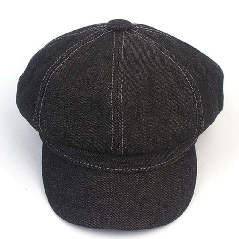 Universal Chemistry Stitch Black Denim Newsboy Cap