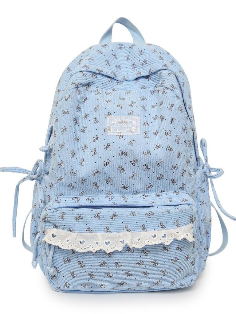 Korean Style Girls Backpack With Bow Pattern For School And Travel Purposes