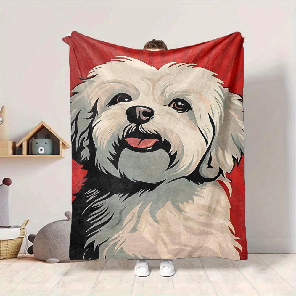 1pc Maltese Dog Blanket - Perfect Gift for Birthdays, Christmas & Halloween- Soft, Warm & Versatile Yy250909164