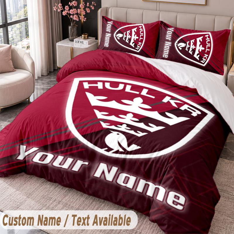 Hull KR Printed Bedding Set Custom Name Text 1 Duvet Cover 2 Pillowcases For Bedroom