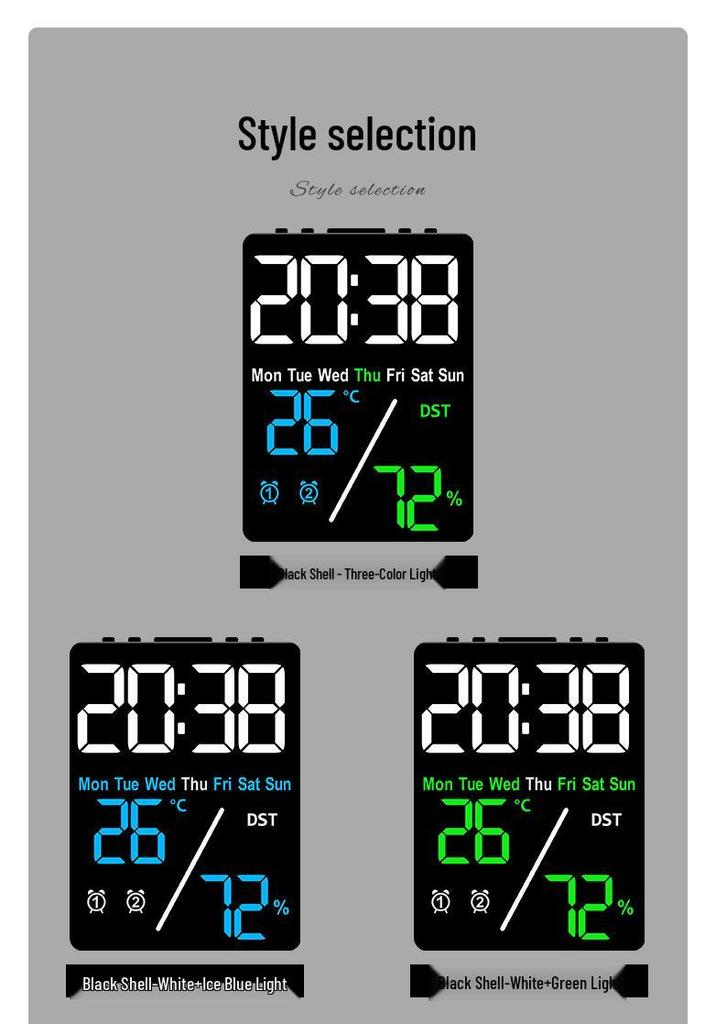 Multifunctional Electronic Alarm Clock with Temperature & Humidity Display 5508