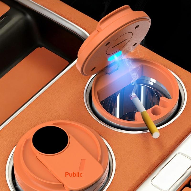 1Pcs Cigarette Ashtray Cup Storage Garbage Container Portable Car Ashtray With Lid LED Light Car Interior Auto Decor Accessories