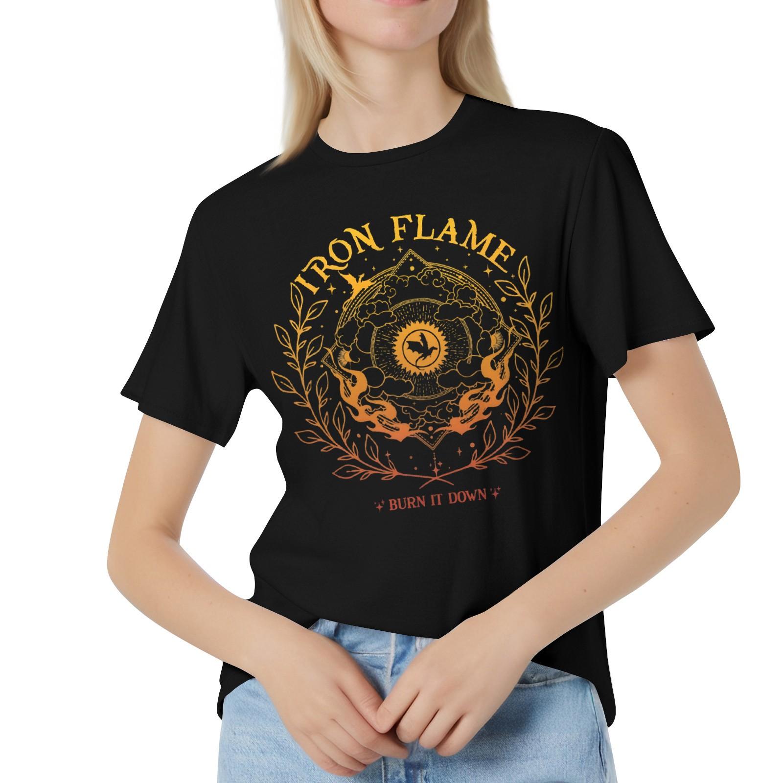 

Женская повседневная свободная футболка с принтом, круглый вырез, пуловер, короткий рукав, топ M чёрный