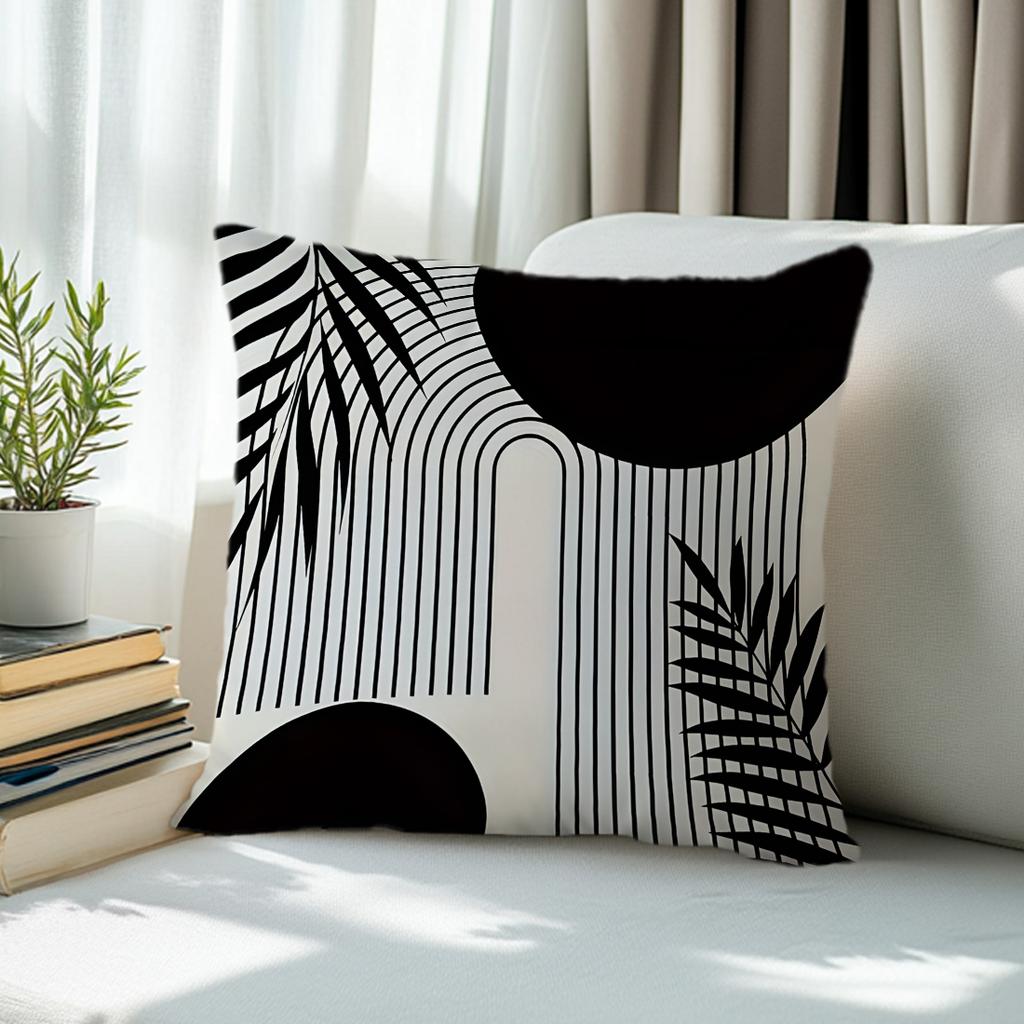 1pcs Bohemian Black White Geometry Pillowcase Square Bedroom Cushion Covers Zipper Living Soft Home Decor 45x45cm