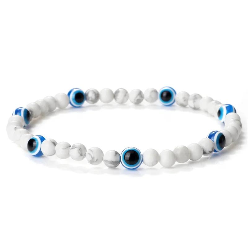 Türkisches blaues Armband mit bösen Augen, 4 mm Mini-Perlen, natürliches Tigerauge, Lavastein, Glücksarmbänder für Frauen und Männer, Schmuck, Pulseras Homme