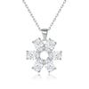 Ladies 925 Sterling Silver Flower Necklace Women's Premium Sense Oval Zircon Petal Pendant Clavicle Chain