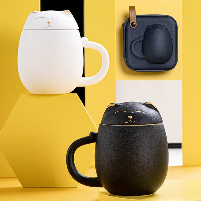 Chaxun Lucky Cat Teacup and Tea Caddy Gift Set