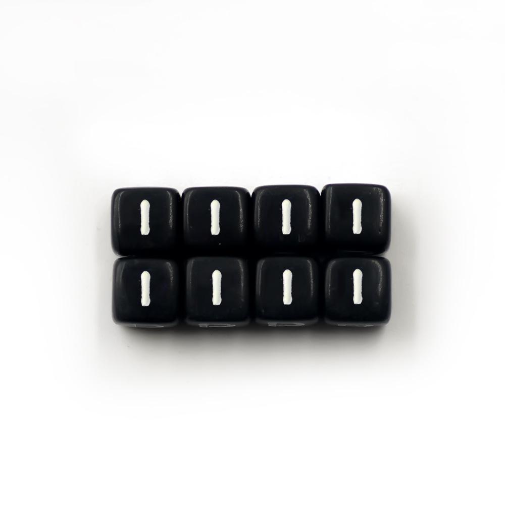 Akrylové černé korálky 6x6mm s bílými písmeny – Dětské ručně vyráběné doplňky pro anglické dopisní šperky