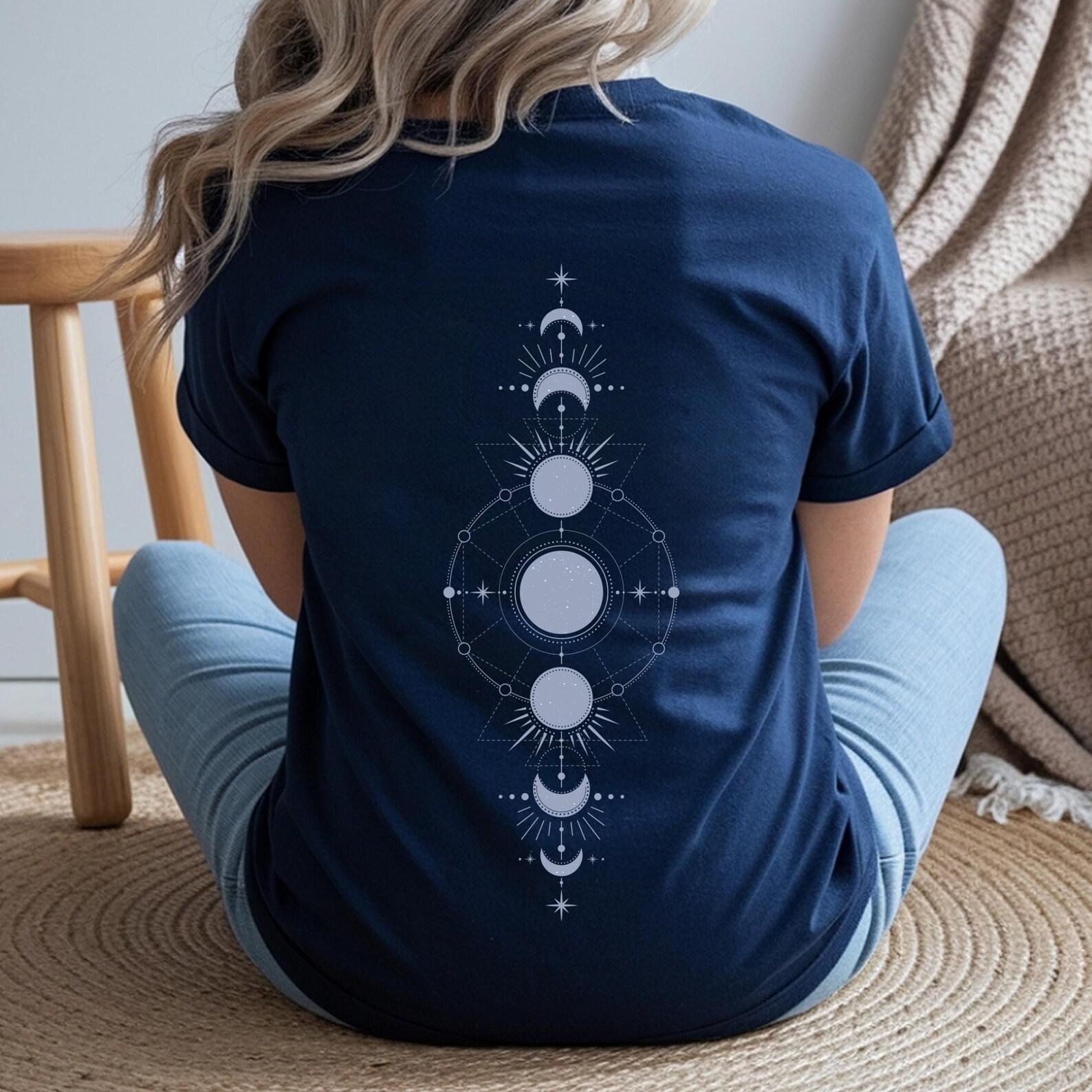 Celestial Moon Phases T-Shirt | Minimal Lunar Back Print 2XL