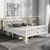 Holzbett Doppelbett aus Bettgestell mit Lattenrost Holzbett mit Kopfteil - 140 x 200 cm Massivholz Kinderbett Jugendbett Kiefer Massiv Weiß
