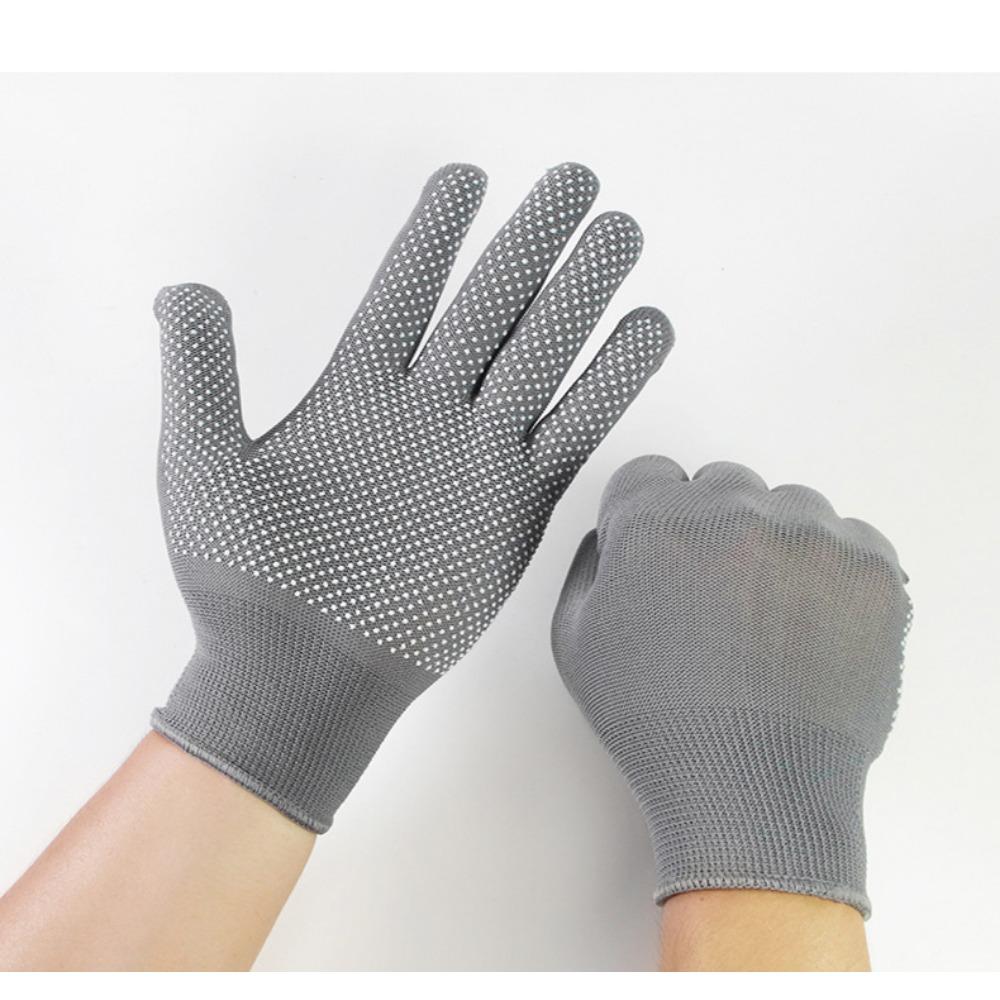 

Black Nylon Dot Grip Gloves White Dots Non-Slip Lightweight for Cycling Fishing сірий колір