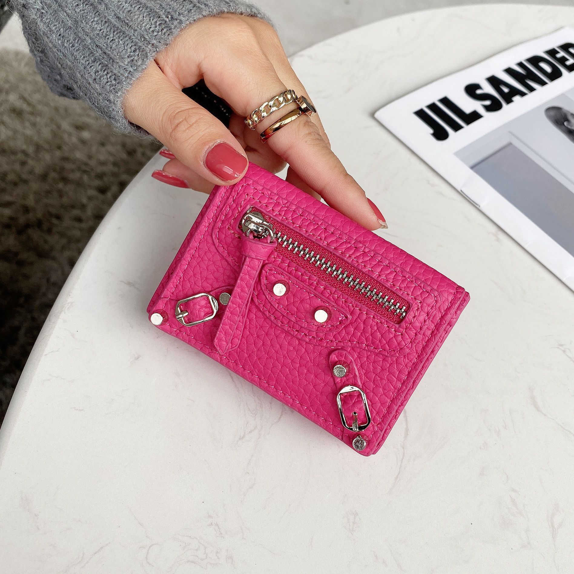 

Wallet Leather Wallet Women S Short Thin Locomotive Change Bag 30% Off Wallet Liuding Fashion Versatile розы красного