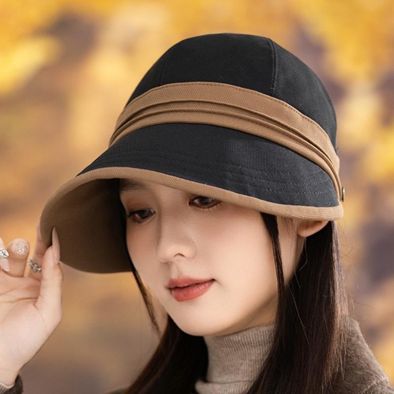 Fashion Autumn and Winter Color Matching Equestrian Hat Casual Windproof Basin Hat Autumn and Winter Warm Newsboy Hat