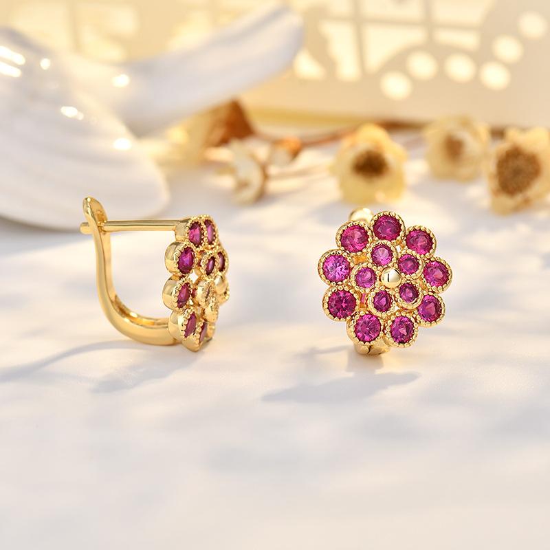 BELLA BOX New Korean Trendy Sun Flower Ear Studs, Light Luxury Zircon Fashionable And Elegant Pure Silver Needle Earrings For Women